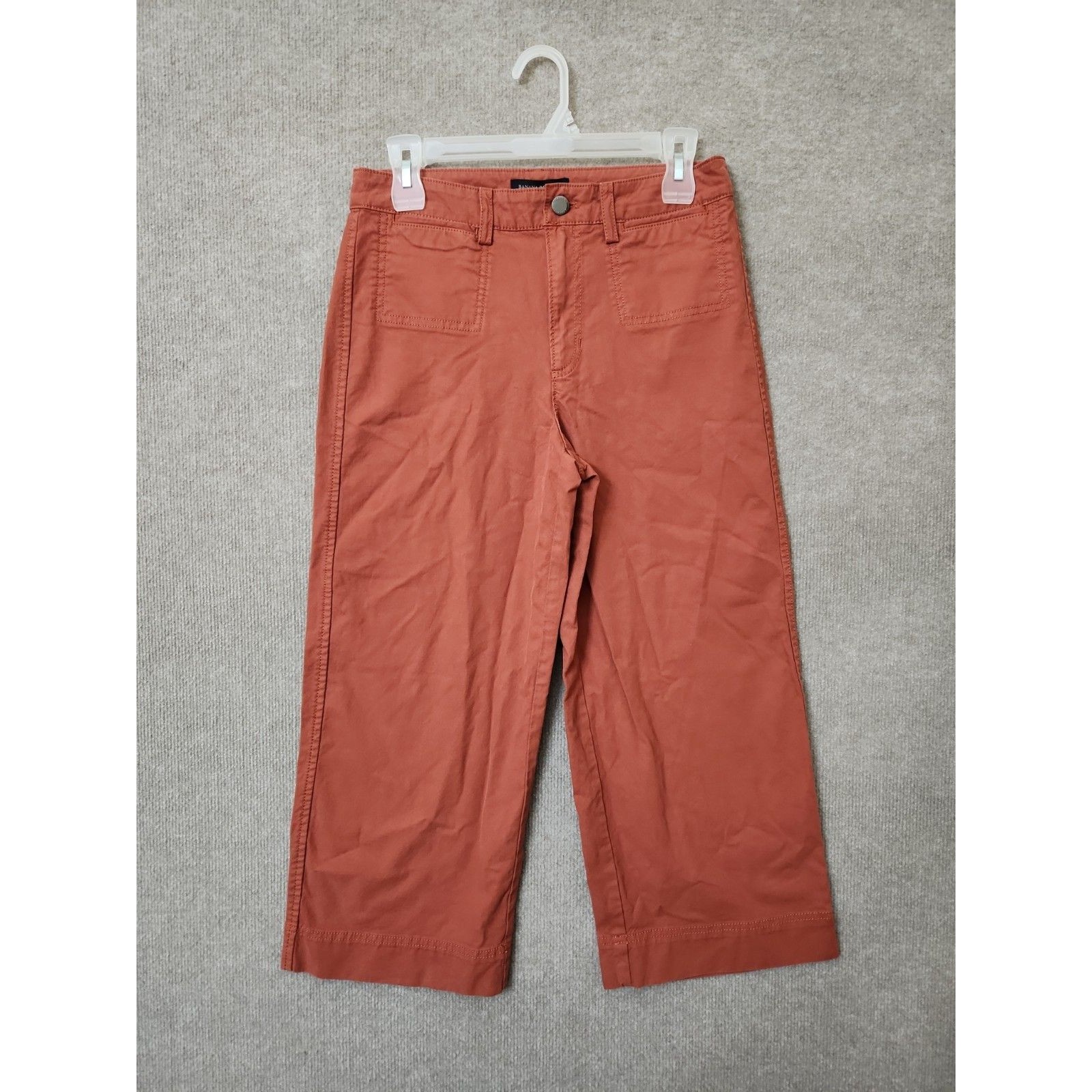 Banana Republic Wide-Leg High-Rise Cropped Chino Pants Women 4 Petite Brown New